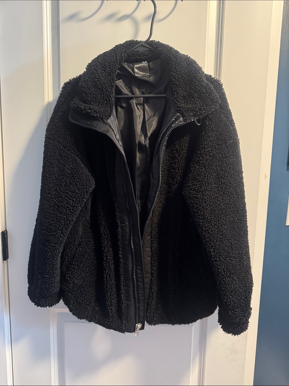 GAP Black Teddy Sherpa Zip-Up Jacket